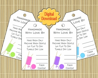Handmade With Love Gift Tags: Care Instructions (Digital Download)