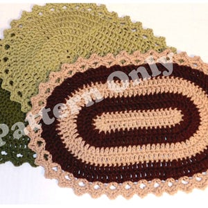 Crochet Pattern For Beginners For Simple Oval Placemat or Table Doily