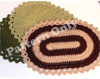 Crochet Pattern For Beginners For Simple Oval Placemat or Table Doily