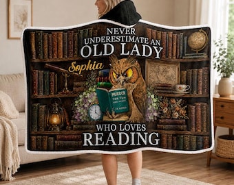 Personalized Wearable Hooded Blanket, Reading Gift for Book Lovers