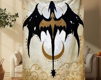 Fourth Wing Fleece Blanket, Cozy Dragon Throw Blanket, Fantasy Bookish Blanket, Reading Blanket, Book Lover Gift
