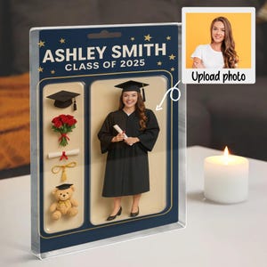 Personalized 3D Graduation Acrylic Block, Custom Graduate Figure Plaque, Graduation Gift Keepsake