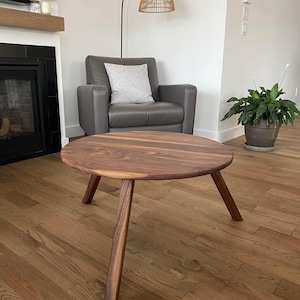 Modern walnut coffee table, Round coffee table, Wooden coffee table, Aesthetic coffee table, Living room table, Scandinavian coffee table, Gift