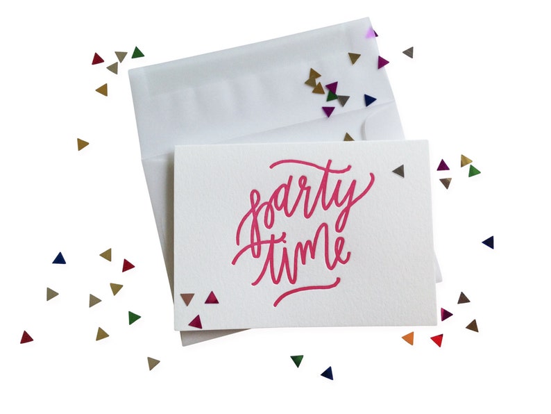 Confetti Party Time letterpress card Etsy