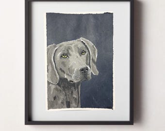 Original Weimaraner Painting - 5x7 Handpainted Art