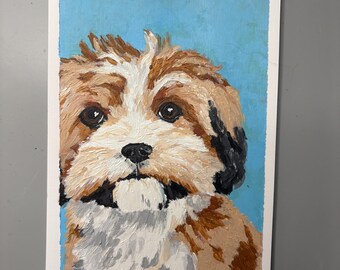 Original Zuchon Painting | Teddybear Dog - 5x7 Handpainted Art