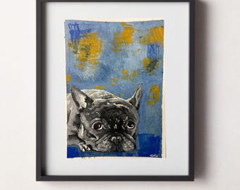 Original French Bulldog Painting - 5x7 Handpainted Art