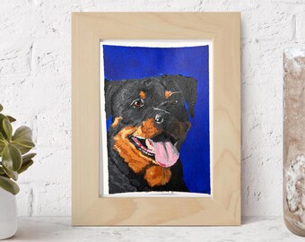Original Rottweiler Painting - 5x7 Handpainted Art
