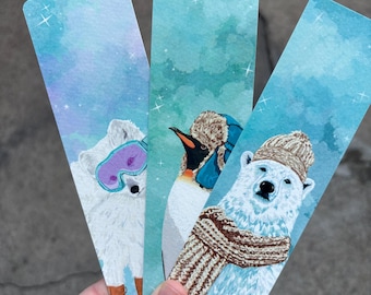 Penguin, Polar Bear, & Artic Fox Bookmarks – Cozy Winter Reading