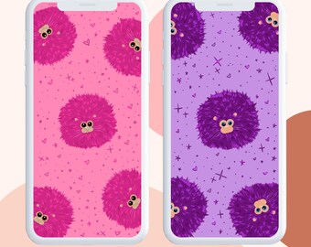 Pygmy Puff Phone Wallpaper | Pink & Purple Digital Designs (JPEG, PNG)