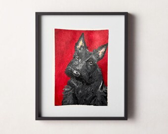 Original Scottish Terrier Painting - 5x7 Handpainted Art