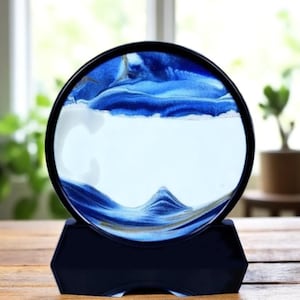 7-Inch Medium Round Sand Art | Hourglass Style Moving Sand Picture | Decorative Kinetic Sand Frame for Home or Office