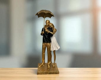 Romantic Couple Figurine – Love Sculpture with Umbrella