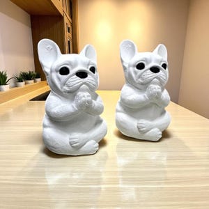 Set of 2 Yoga Dog Figurines – Zen Dog Home Decor – Cute Yoga Dog Sculptures – Mindfulness Gift – 11cm Meditation Decor