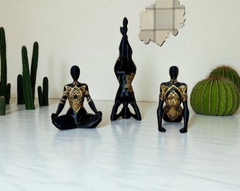 Yoga Woman Figurines (Set of 3): Minimalist Home & Office Decor