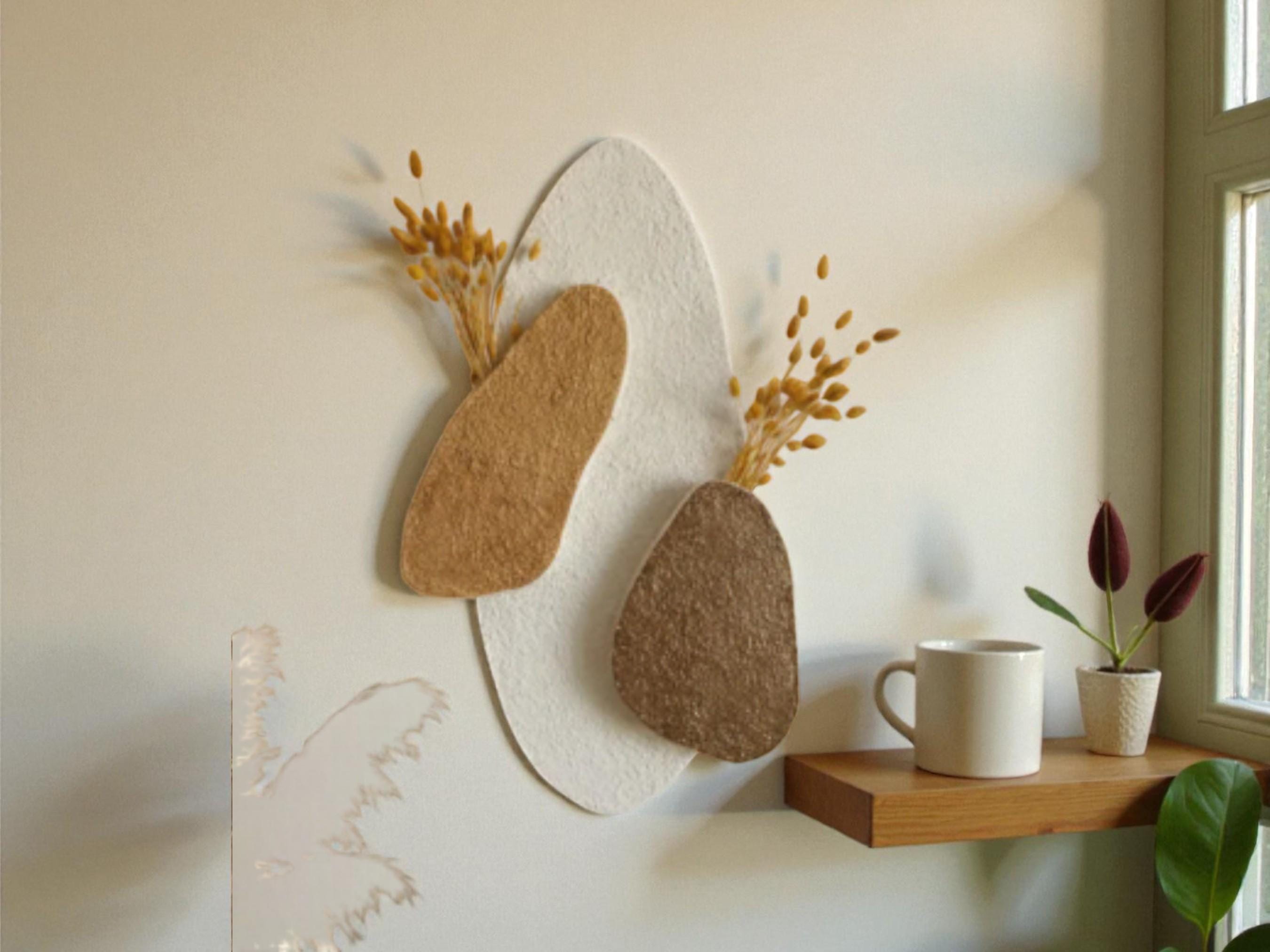 Digital Concrete Wall Art Designs Reference: Scandinavian Concrete Look Wall Decor With Vases