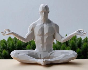 Scandinavian Yoga Figurine: Minimalist Zen Home Decor Sculpture