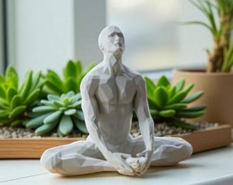 Scandinavian Yoga Figurine: Minimalist Zen Home Decor Sculpture