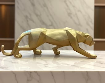 Gold Geometrische Leopard Figur: Moderne Dschungel Wohnkultur