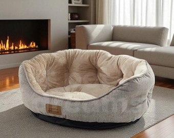 Lit lavable pour chat et chien : rembourrage en fibre de silicone souple, fond antidérapant