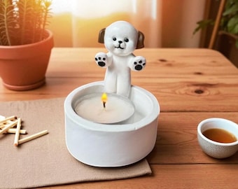 Candelabro de peluche con forma de perro acogedor
