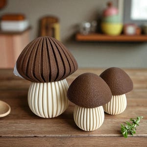 Decorative Mushroom Figurine Set of 3 | Shelf Decor Mushrooms | Whimsical Woodland Decor | Cute Mushroom Ornaments