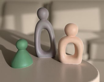 Escultura familiar abstracta: arte minimalista moderno para la decoración del hogar