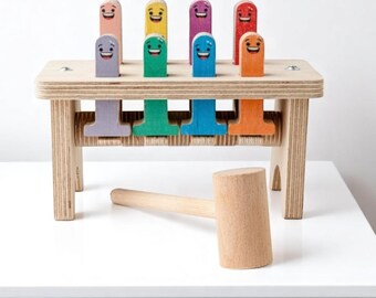 Montessori Wooden Hammering Toy: Colorful Peg Game for Toddlers