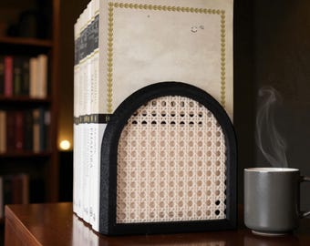 Handmade Rattan Bookends Set – Boho Book Shelf Decor