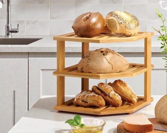 Bamboo 3-Tier Corner Shelf | Kitchen Counter Organizer