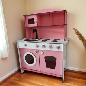 Wooden Toy Kitchen: Montessori Pretend Play Cooking Set (60x84x40 cm)