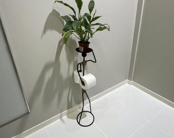 Minimalist Human Figure Toilet Paper Holder: Wall Mount Bathroom Organizer