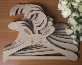Bunny MDF Kids Clothes Hangers – Nursery Organizer, Set of 15