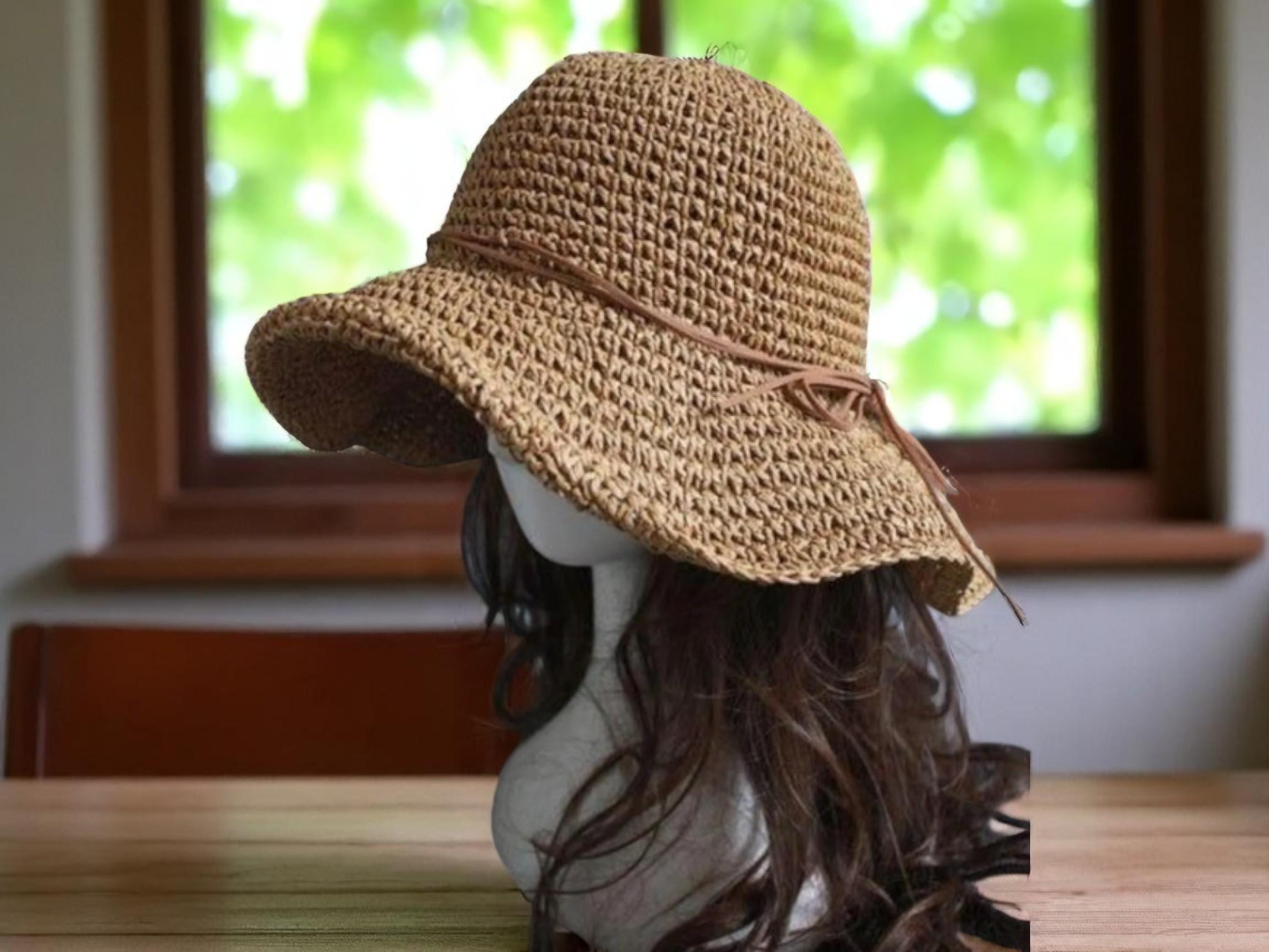 Handmade Crochet Straw Bucket Hat: Boho Beach Sun Hat - Etsy