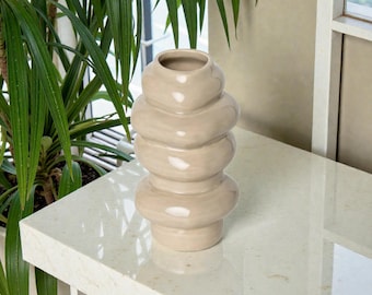 Beige Ceramic Vase | Modern Minimalist Home Decor
