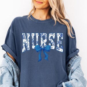 Nurse Bow Shirt,Coquette Nurse Shirt,Nurse Gift For Women,Nurse Ribbon Shirt,Toile Nurse Shirt,Registered Nurse Shirt,Floral Nurse Tee,NURSE