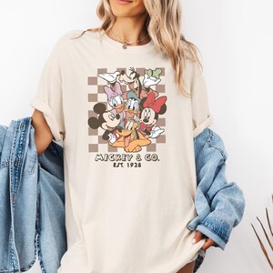 Comfort Colors Retro Mickey Checkered Shirt, Mickey And Friends Shirt, Disney Vacation T-shirt, Disney World Family Matching Tee