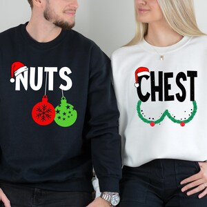 Chest And Nuts Couples Christmas Sweater,Funny Christmas Shirt,Couples Christmas Sweatshirts,Christmas Humor, Holiday Tee, Funny Saying,xmas