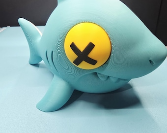 Chunky Cartoon Shark Skeleton – 3D Print Desk Decor