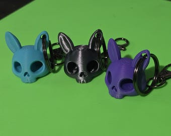 Bunny Skull Keychain, 3D Printed Animal, Creepy Accessories,Small Colorful Bag Charm