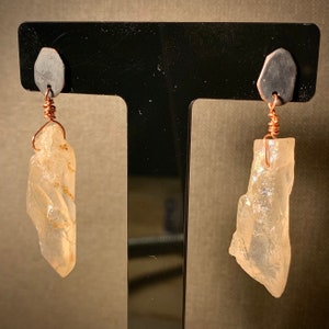 Peach Aura Quartz Drop Earrings