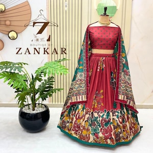 Kalamkari Lehenga Choli für Frauen hochzeit festival lehenga südindisch lehenga Half Saree party wear lehenga heirat feier lehenga
