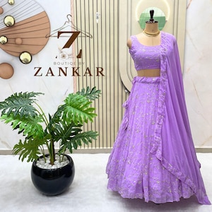 Lavender Lehenga Choli set Indian Ready to Wear Wear Festive Wear Ghagra Choli Sequins lehenga Party wear lengha Bridesmaids Collection
