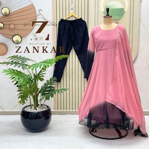 Designer Anarkali dress for women Ready to wear gown 3pc set Anarkali suit Georgette Gown Colorful Long Gown Suit  Dresses For Indian Womens