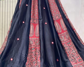 Ajrakh Cotton Dress Gaji Silk Lehenga Choli Real Mirror Work ...