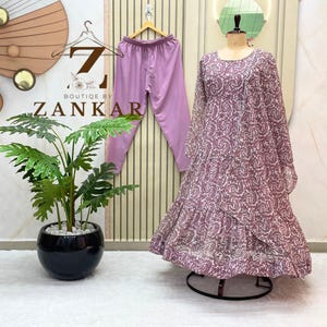 Kalamkari Gown With Dupatta Partywear Anarkali Gown Flared gown Indian wedding Dress Stitched Dress Raffle Gown 3pc set Georgette Long Gown