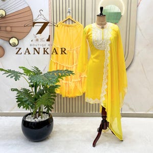 Designer yellow Gharara suit haldi sharara set Punjabi Wedding Yellow Sharara Suit Readymade sarara dress Haldi outfit Pakistani salwar suit