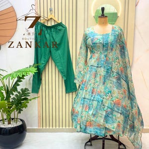 Soft organza Readymade Anarkali Dress Full Stitched gown Indian Wedding partywear gown 3pc salwar kameez set Designer Anarkali Eid Dress