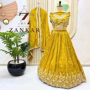 Yellow Lehenga Choli For haldi Indian Wedding lengha skirt Party wear lehenga Sequins Embroidery Heavy Haldi lehenga With Designer blouse