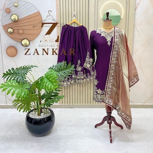 Pakistani Designer Kurta Palazzo suit Straight Kurta partywear suit for women Sharara suit 3pc kurta  Salwar Kameez Set Indian wedding dress